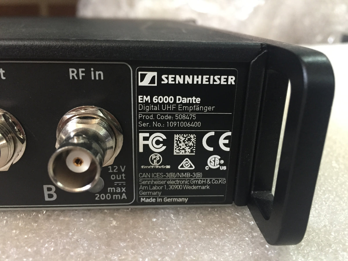 Sennheiser EM 6000 Dante TwoChannel Digital Wireless Receiver (6400