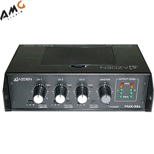 Azden FMX-32A Professional 3-Channel Portable Field Mixer with 3 XLR Inputs - Studio AMG
