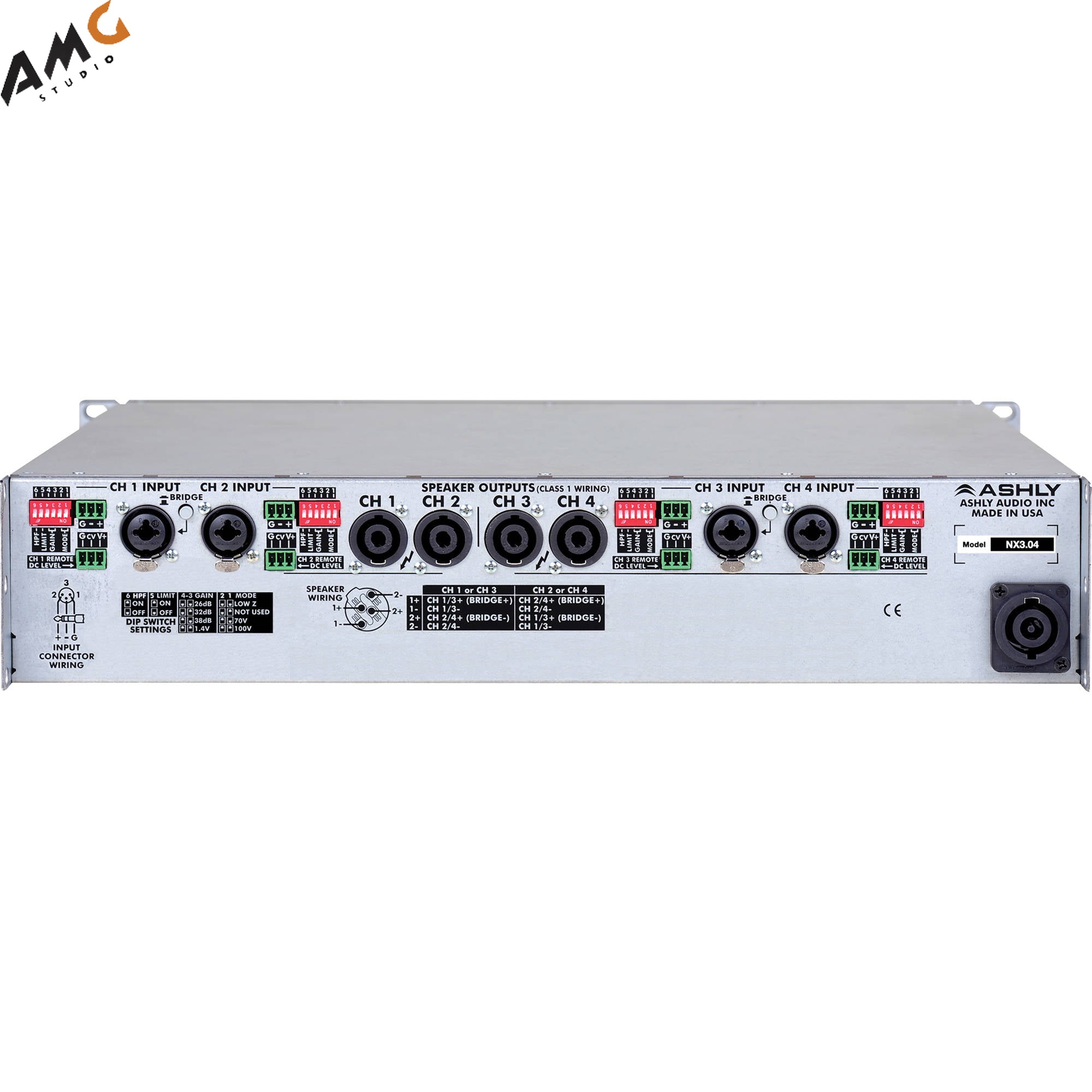 Ashly nX3.04 Power Amplifier 4 x 3000 Watts/2 Ohms with Programmable Outputs - Studio AMG