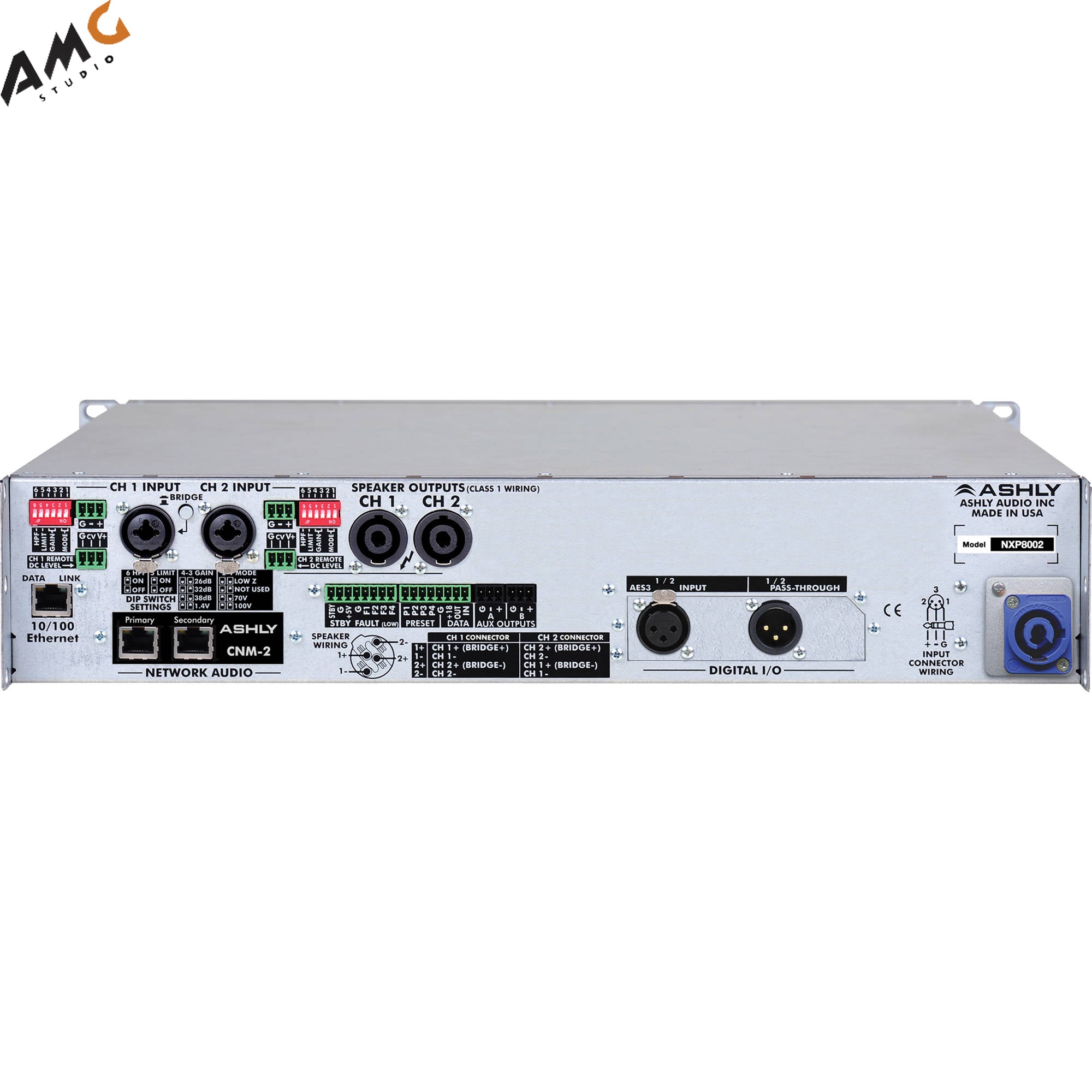 Ashly nXp8002 Network Power Amplifier 2 x 800 Watts/2 Ohms with Protea DSP - Studio AMG