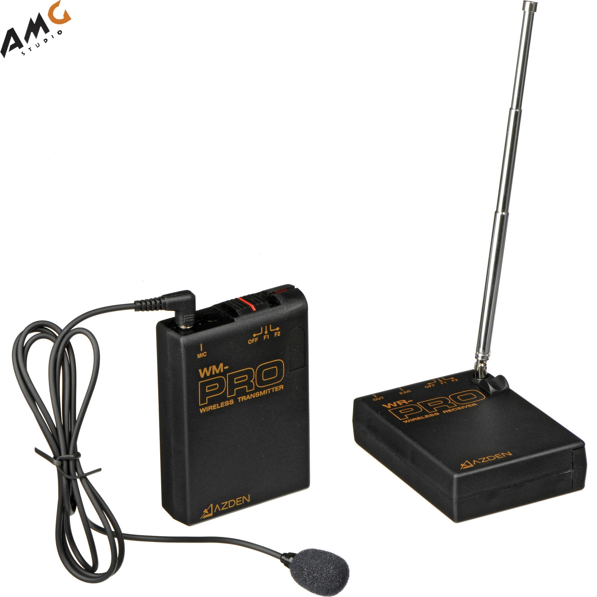 Azden WLX-PRO+i VHF Camera-Mount Wireless Omni Lavalier Microphone System for Smartphones (169 & 170 MHz) - Studio AMG