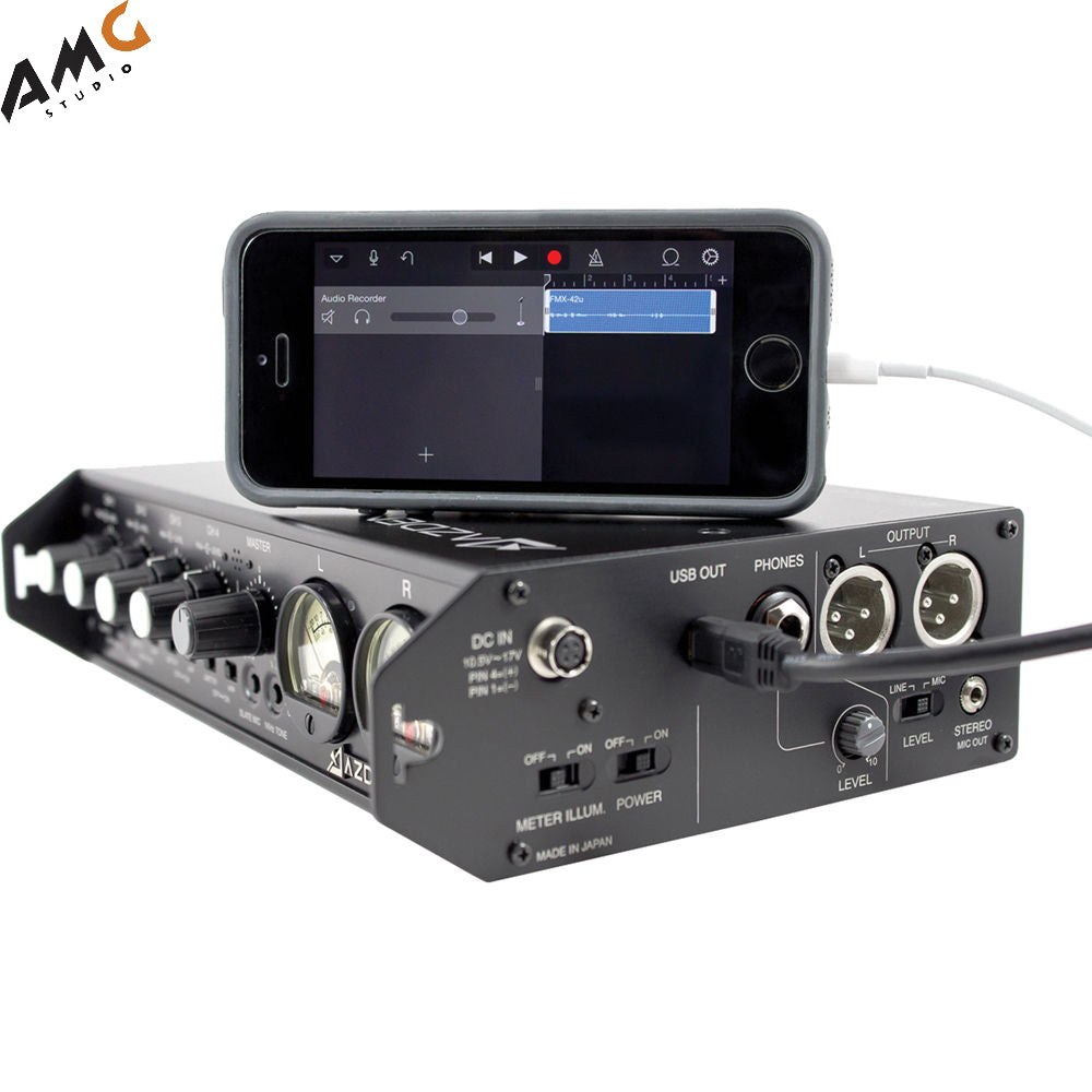 Azden FMX-42u 4-Channel Microphone Field Mixer with USB Digital Audio Output - Studio AMG