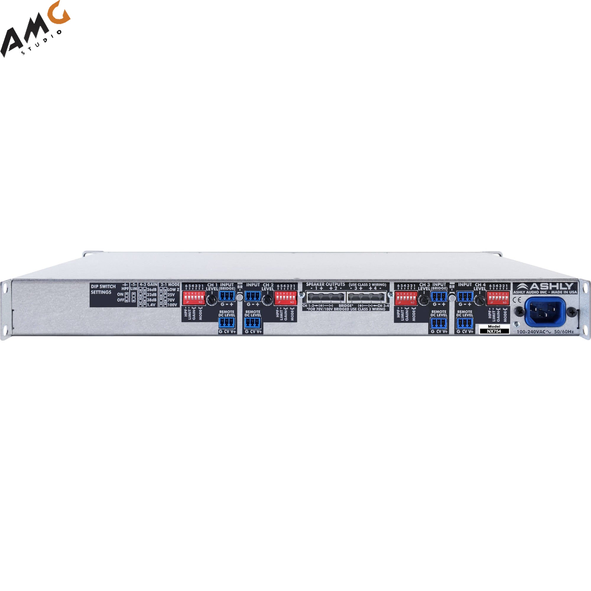 Ashly NXE Series 4-Channel Networkable Multi-Mode Power Amplifier 4 x 75W NXE754 - Studio AMG