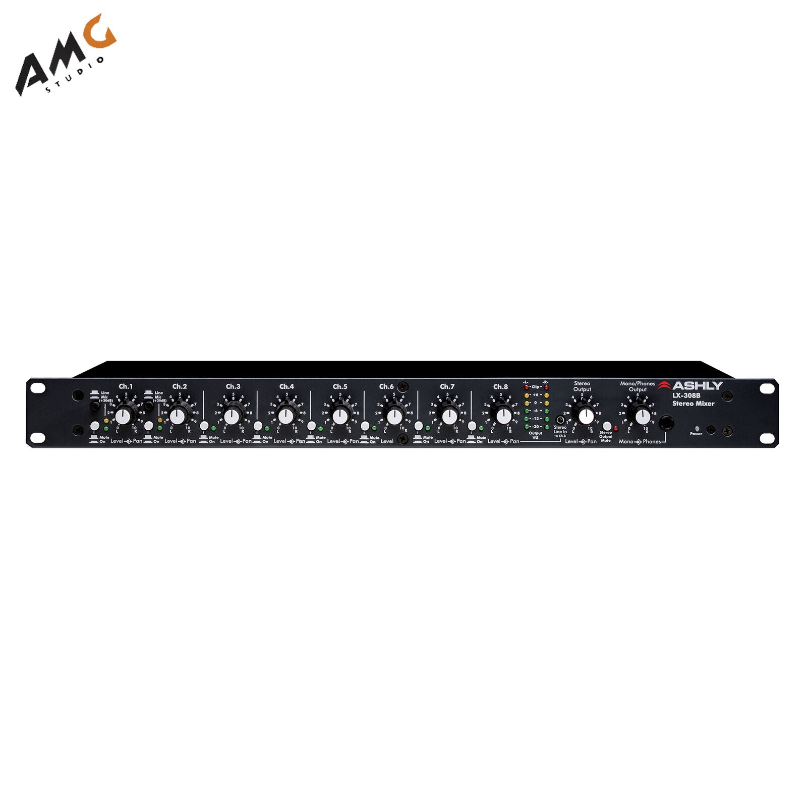 ASHLY LX-308B Rackmount 8 Channel Stereo Line Mixer - Studio AMG