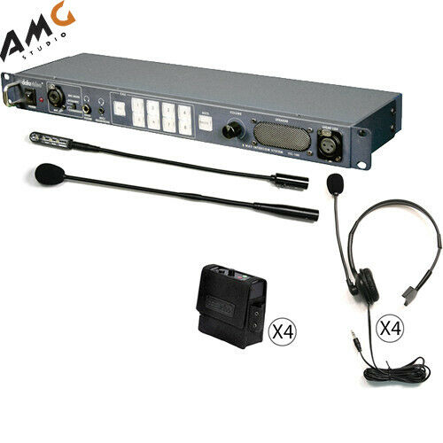 Datavideo ITC-100 PTT 8-User Wired Intercom System with 4 Beltbacks & 4 Headsets - Studio AMG