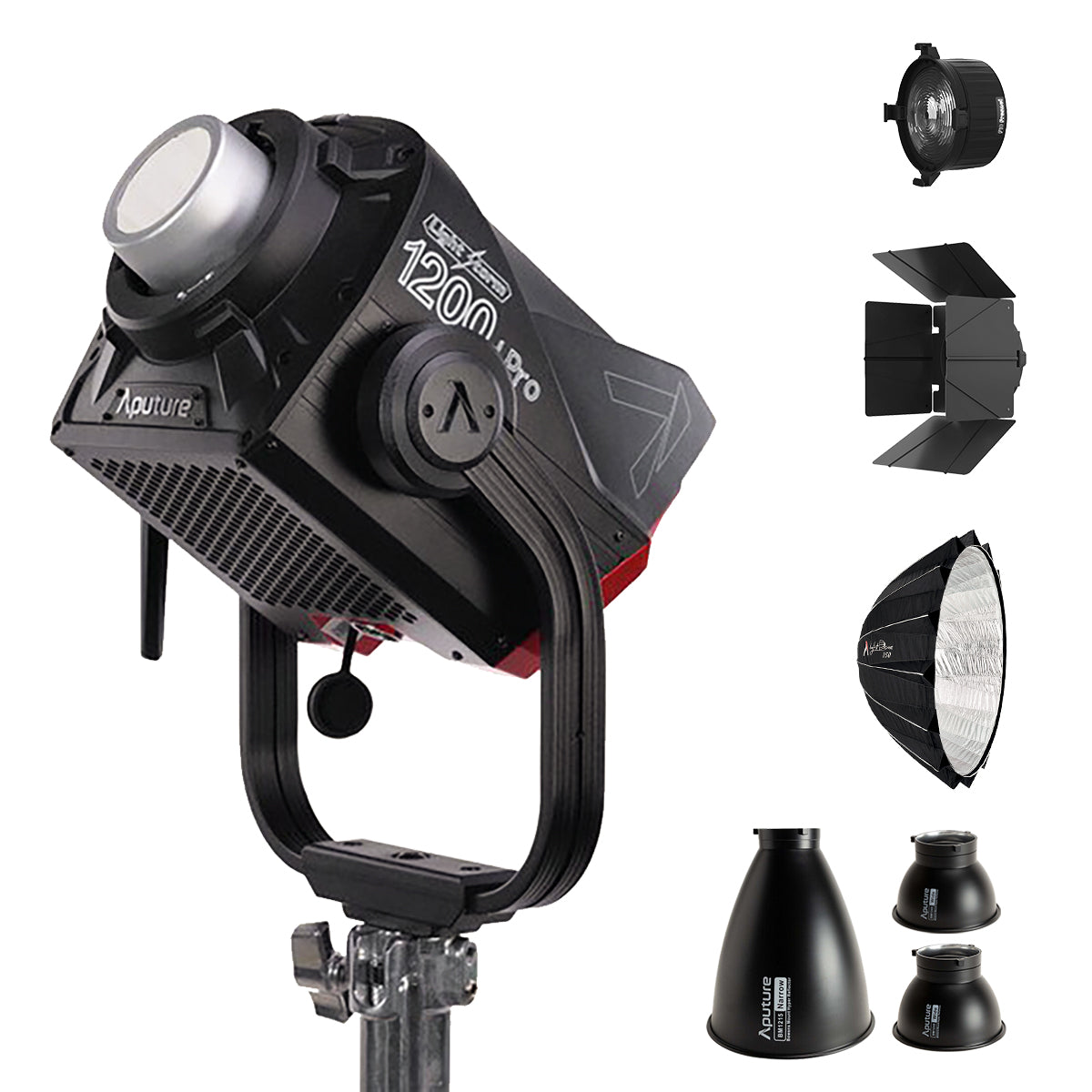 Aputure LS 1200d Pro Set with Light Dome 150 Softbox, F10 Barndoors and F10 Fresnel