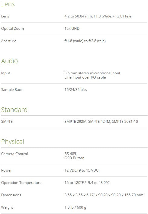 AIDA Imaging 4K/UHD 6G-SDI EFP Camera - Studio AMG
