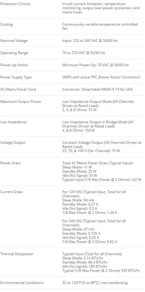 Ashly nX Series 4-Channel Multi-Mode Power Amplifier (75W) NX754 - Studio AMG