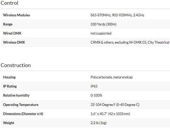 Astera Pixel Tube AX1 1m Wireless 28W LED Light 16-Pixel Segments IP65 PixelTube - Studio AMG